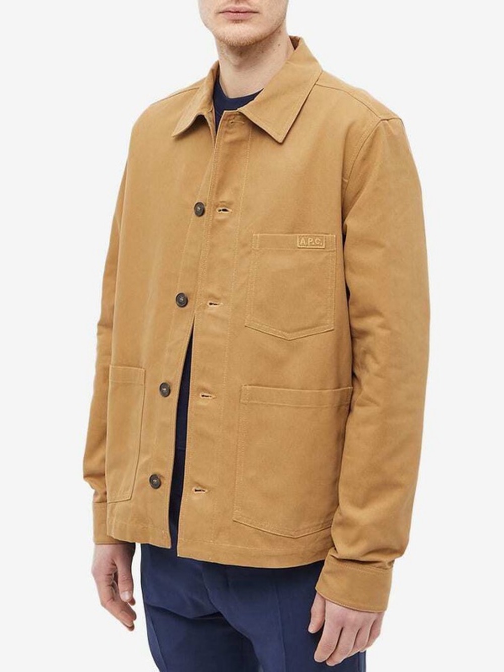 A.P.C. Men's Chico Logo Chore Jacket 100% Cotton Caramel Tan Size Medium